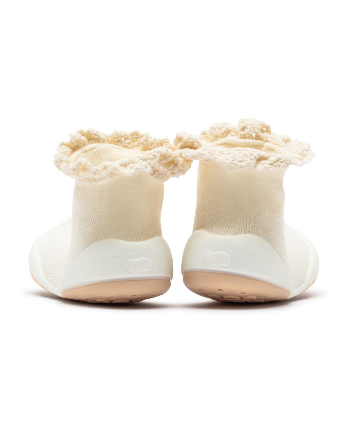 Обувь Komuello Breathable Washable Non-Slip Sock Shoes Lace trim - Off White для девочек-малышей, цвет: Натуральный — фото 3