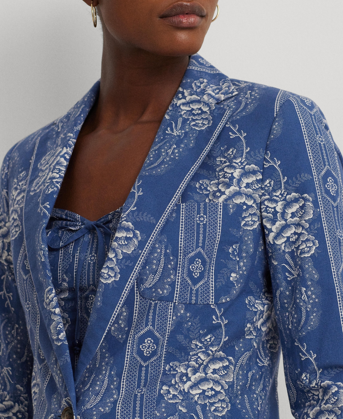 Shop Lauren Ralph Lauren Women's Floral Blazer In Blue