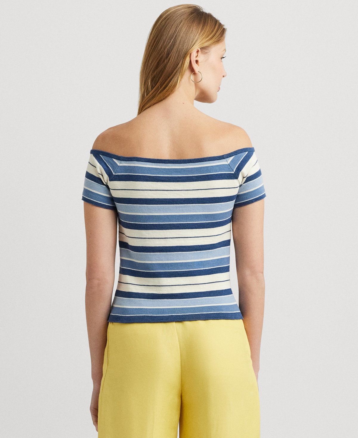Shop Lauren Ralph Lauren Women's Striped Off-the-shoulder Sweater In Multi