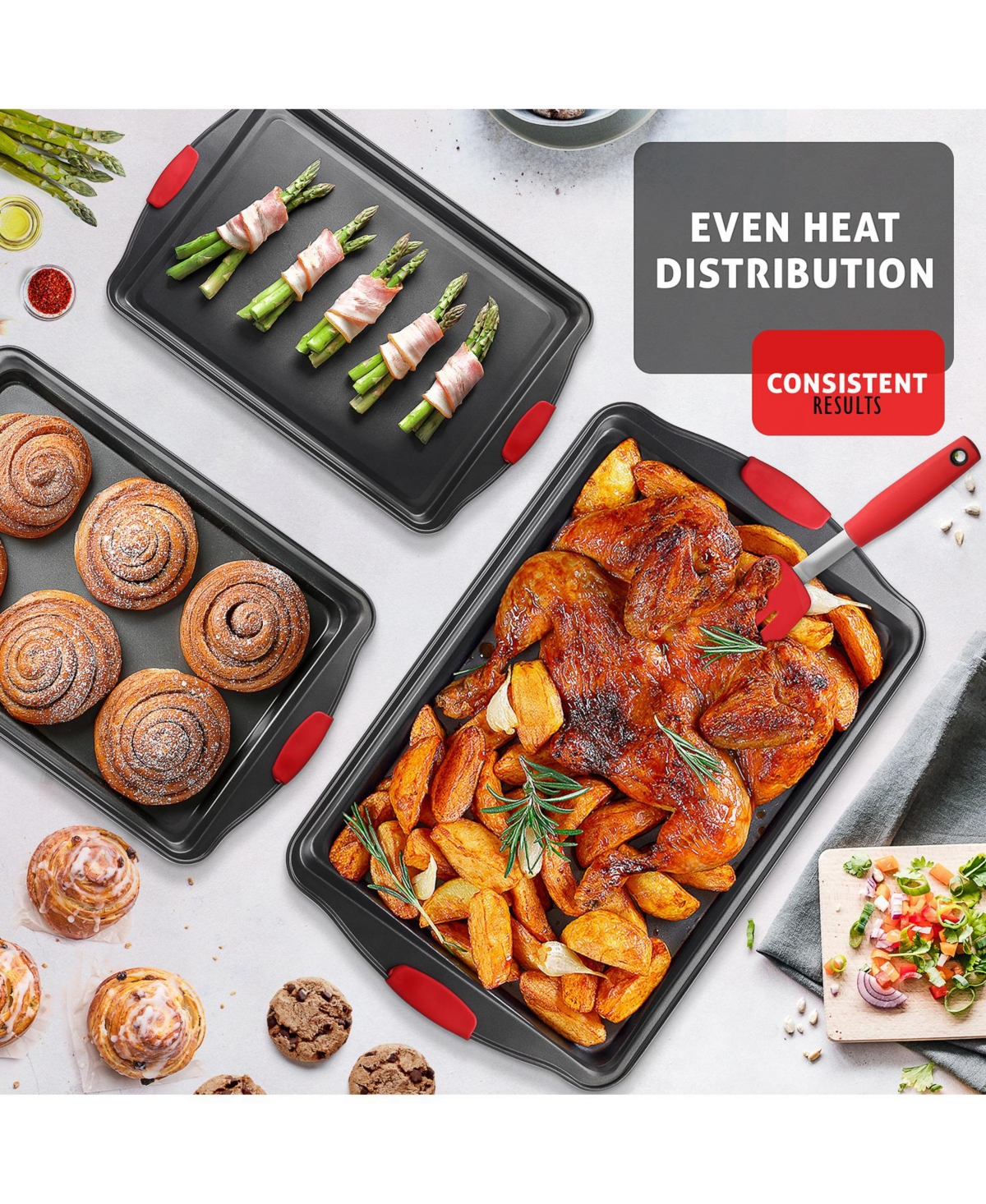 JoyTable 2 Piece Premium Nonstick Carbon Steel Baking Sheet Set - &
