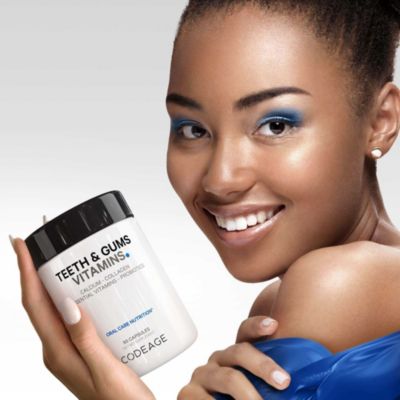 Teeth & Gums Vitamins + Oral Probiotics Supplement for Mouth - Whole Food Calcium, Collagen, Potassium, Vitamin C, D3, K2, Zinc - 90 Capsules