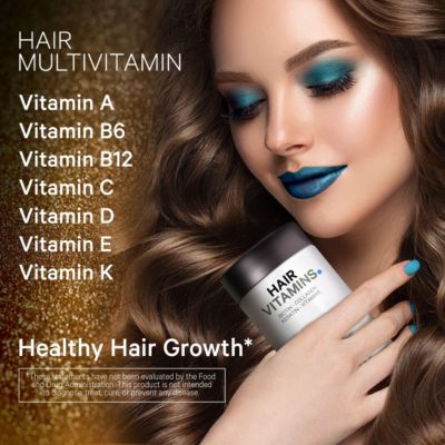 Hair Vitamins 10000 mcg Biotin, Keratin, Collagen, Vitamin A, B12, C, D3, E, Zinc, Turmeric, Probiotics, Enzymes, Inositol - Hair Care Support - Healthy Hair Supplement Pills - 120 Capsules