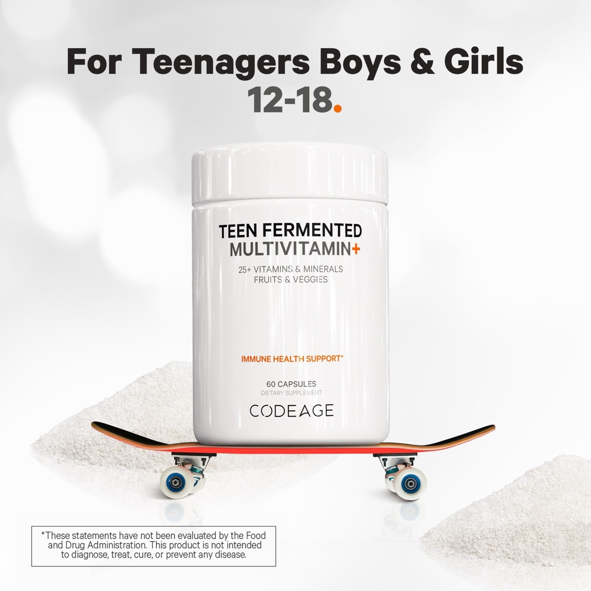 Codeage Teen s Daily Multivitamin Supplement, 25+ Vitamins & Minerals for Teenage Boys & Girls, Organic Whole Foods Vitamins for Teenagers, Vitamin A