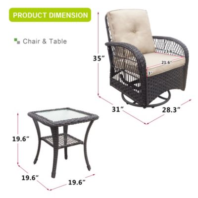 Outdoor Wicker Swivel Rocker Bistro Set with Table