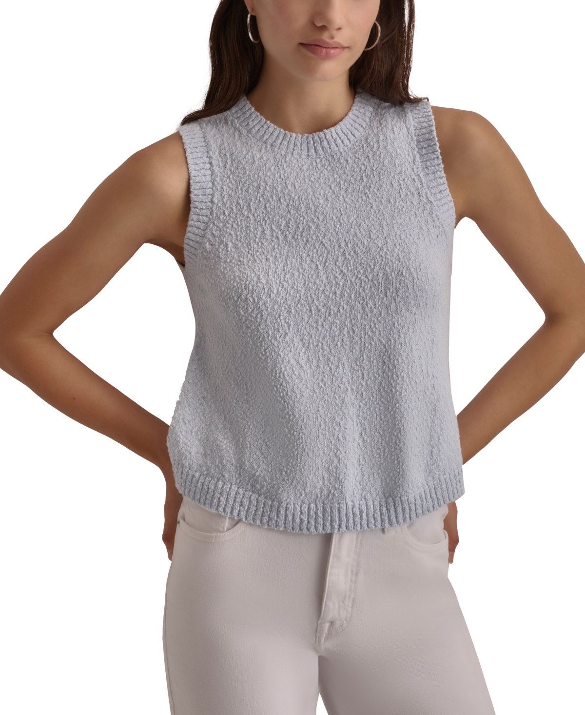 Women's Cotton Boucle Sleeveless Sweater - Pebble