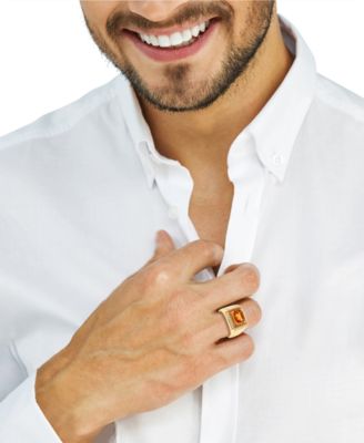 EFFY&reg; Men's Citrine (3-1/2 ct. t.w.) & White Topaz (1/10 ct. t.w.) in Gold-Plated Sterling Silver