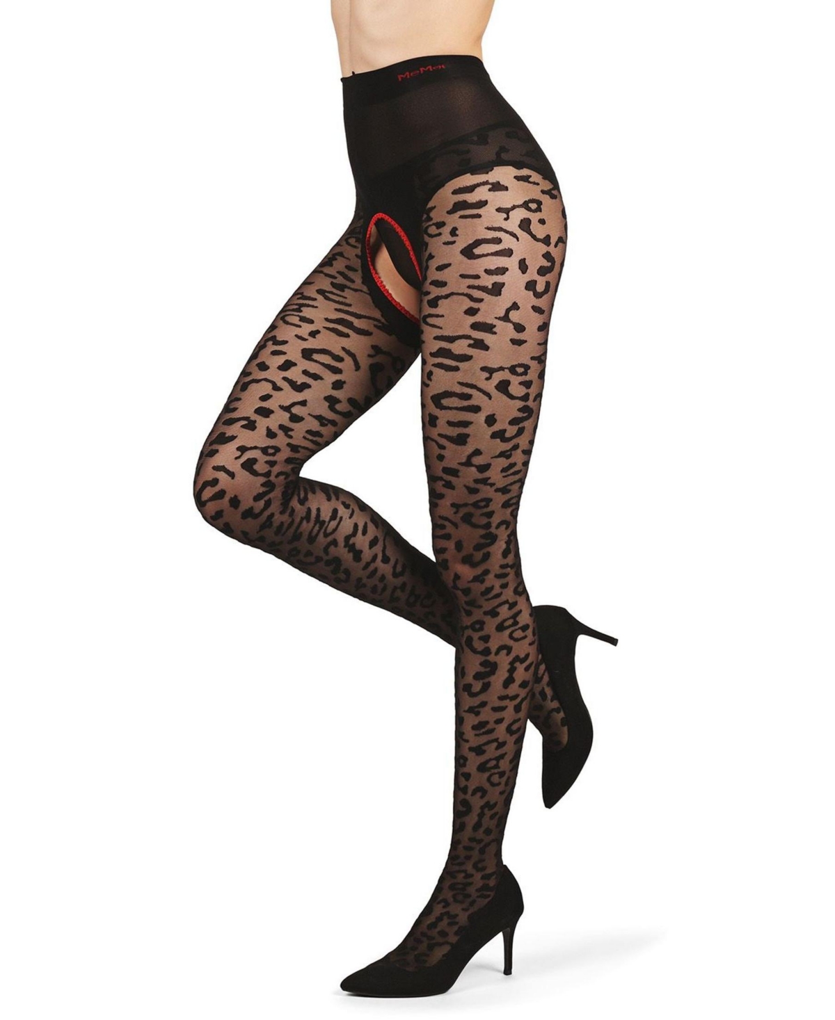 Women's Born To Be Wild Leopard Crotchless Sheer Pantyhose - Multi