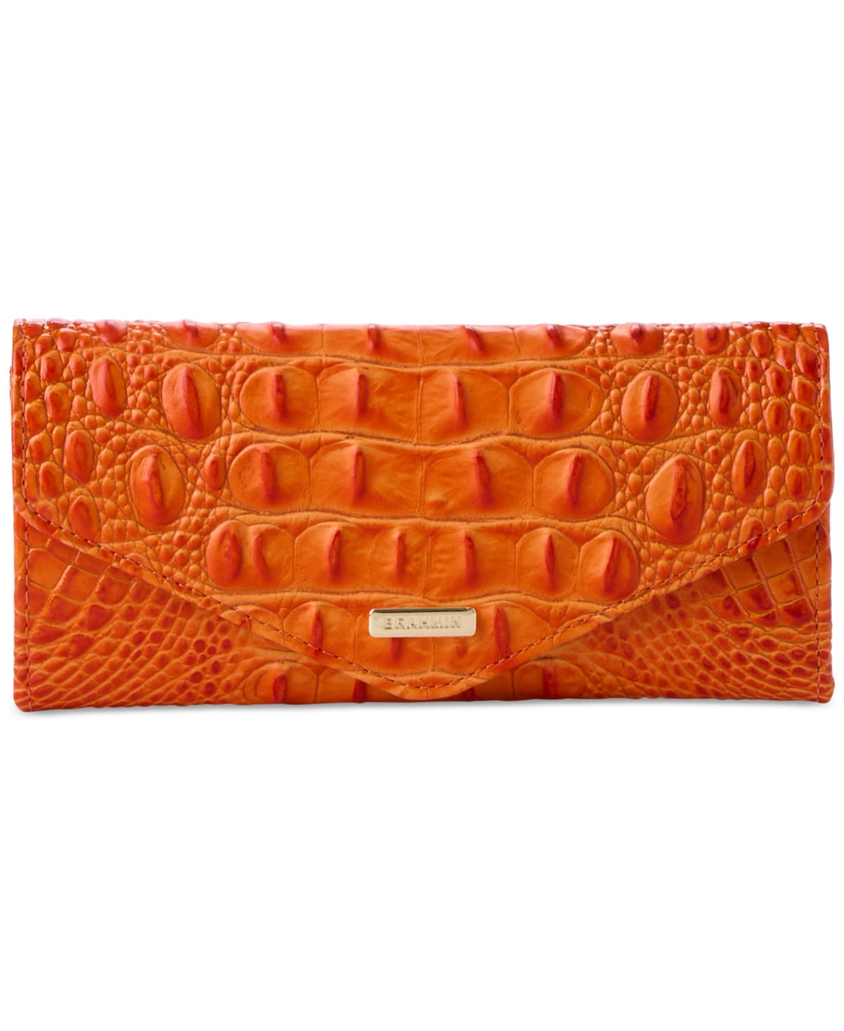 Shop Brahmin Veronica Melbourne Embossed Leather Wallet In Mandarin O