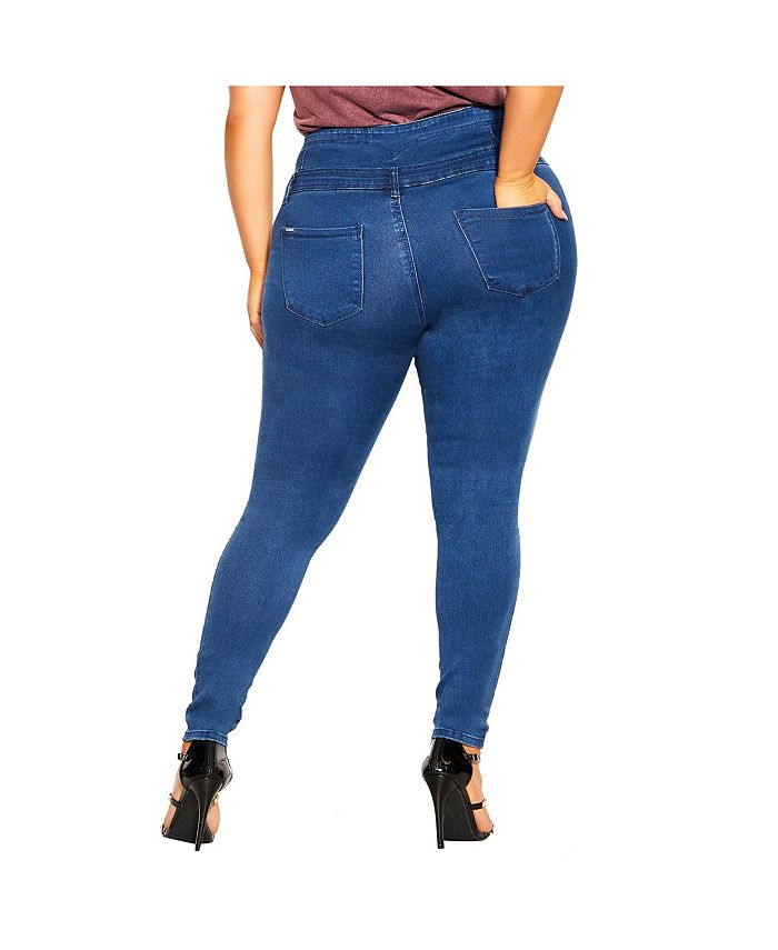 CITY CHIC Plus Size Asha Rip Corset Skinny Jean - Macy's