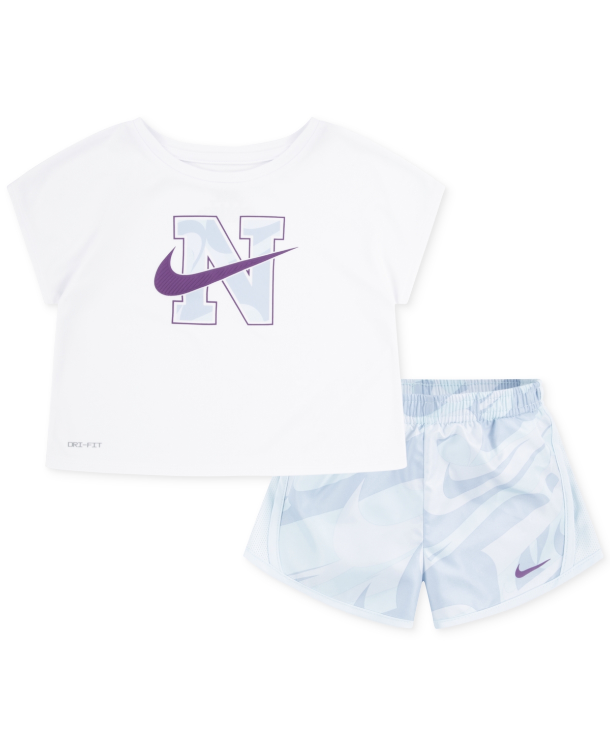 Shop Nike Toddler Girls 2-pc. Prep In Your Step Tee & Tempo Shorts Set In Gglacier