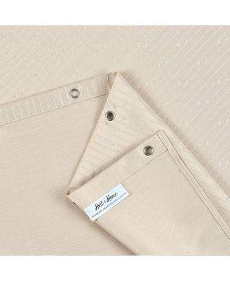 Raindrop Stripe Textured Shower Curtain Set with 12 Metal Rolling Rings, Weighted Hem, Rust-Proof Grommets, Fine 100% Polyester Yarn