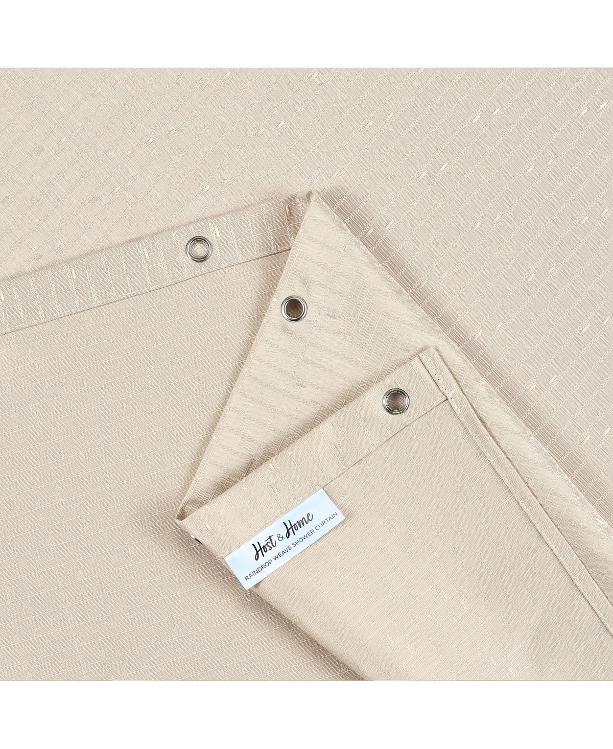 Arkwright Home Host & Raindrop Stripe Textured Shower Curtain Set with 12 Metal Rolling Rings, Weighted Hem, Rust-Proof Grommets, Fine 100% Polye