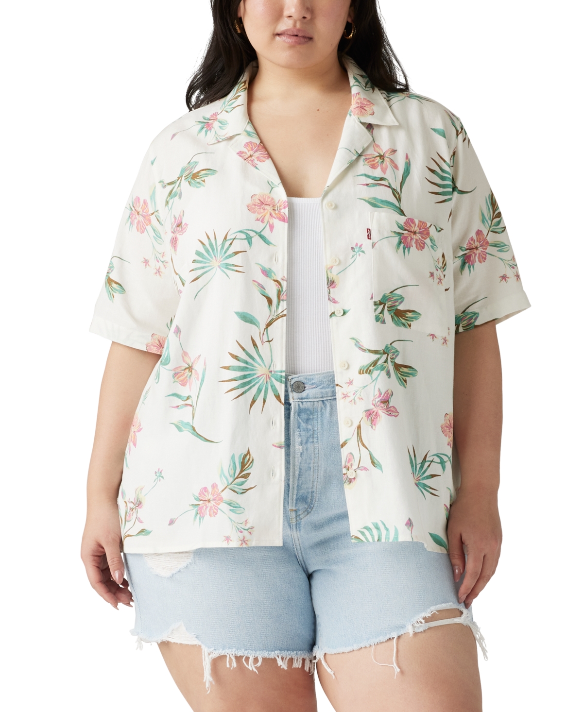 Shop Levi's Trendy Plus Size Joyce Short-sleeve Resort Shirt In Delilah Floral