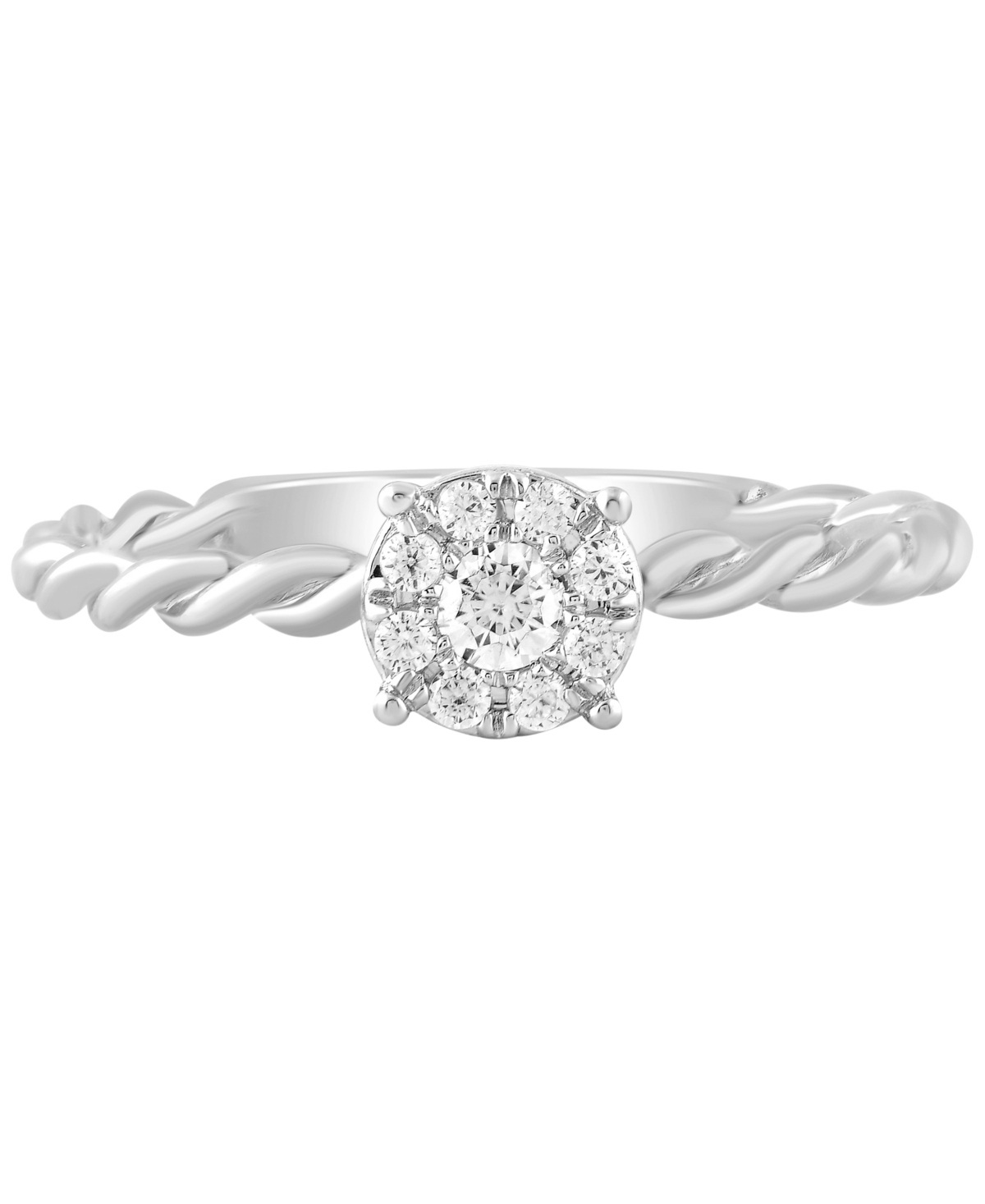 Diamond Mini Cluster Braided Shank Promise Ring (1/6 ct. t.w.) or Gold-Plated Sterling Silver - Sterling Silver