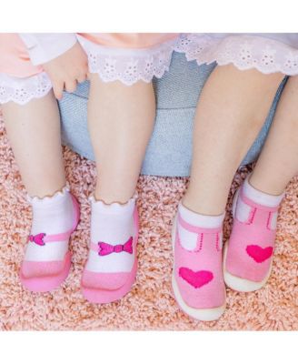 Infant Girl Breathable Washable Non-Slip Sock Shoes Mary Jane Bow