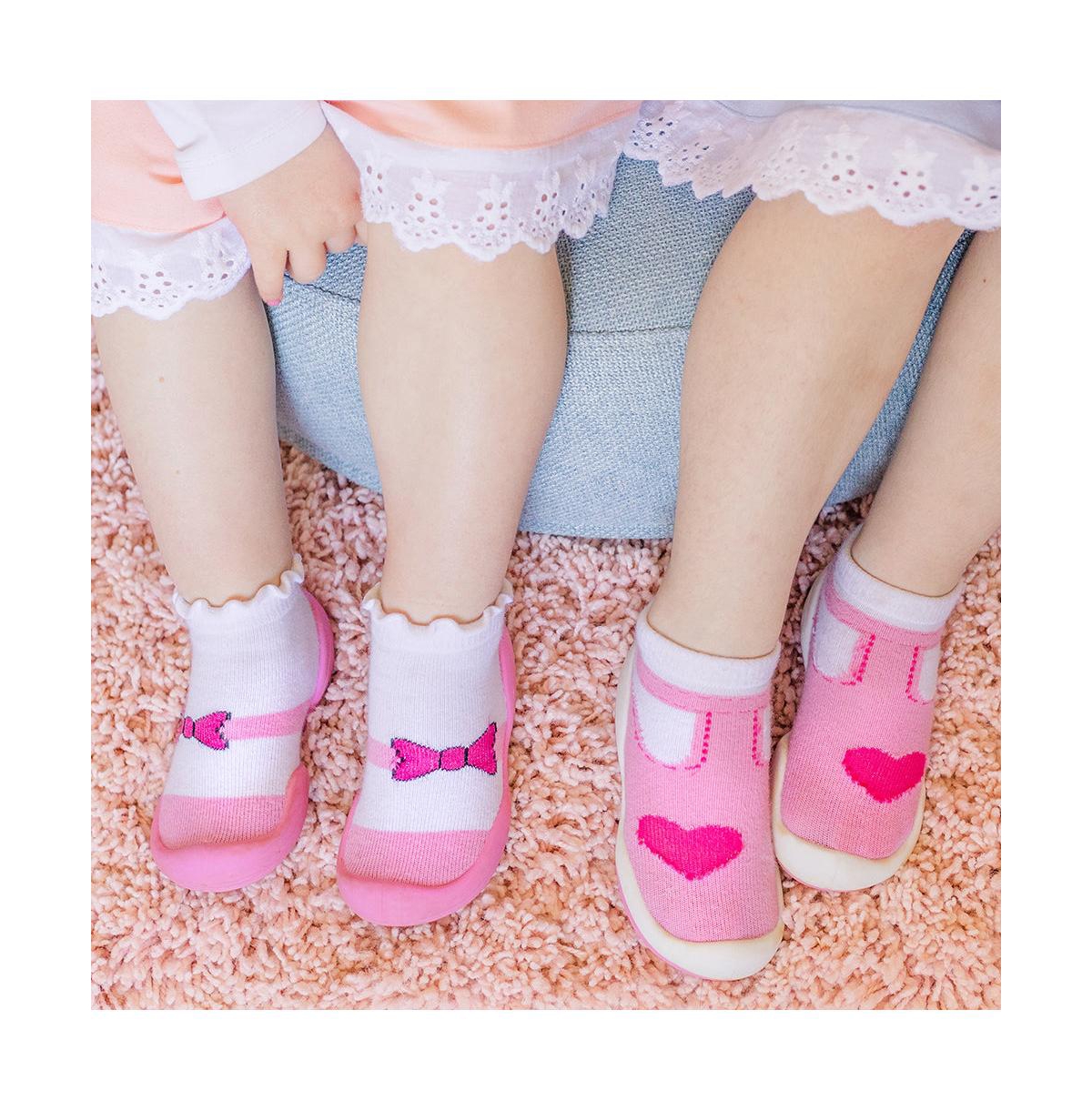 Komuello Infant Girl Breathable Washable Non-Slip Sock Shoes Mary Jane Bow