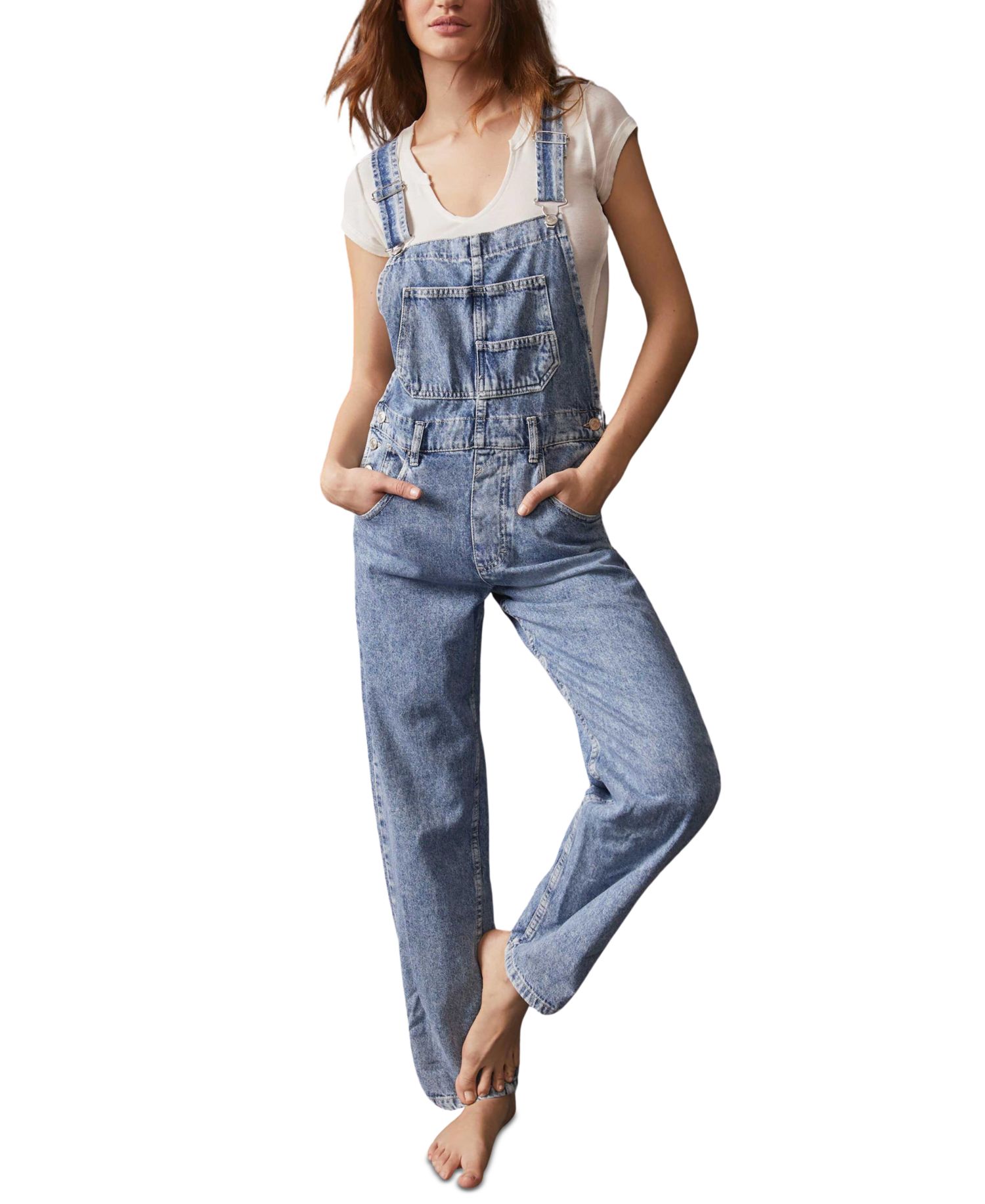 We The Free Ziggy Cotton Denim Overalls
