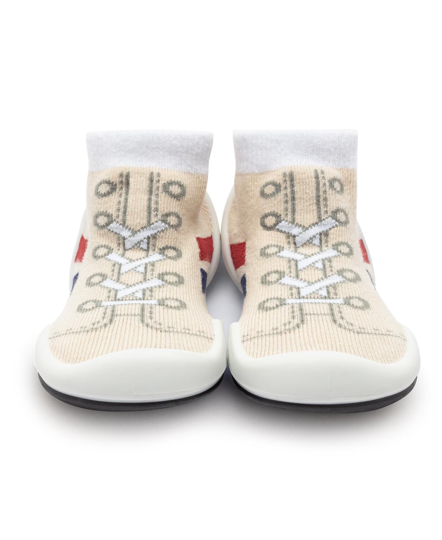 Infant Girl Boy First Walk Sock Shoes Runner - Light Beige