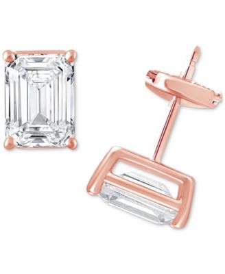 Badgley Mischka Certified Lab Grown Diamond Emerald-Cut Stud Earrings (6 ct. t.w.) in 14k Gold - Rose Gold