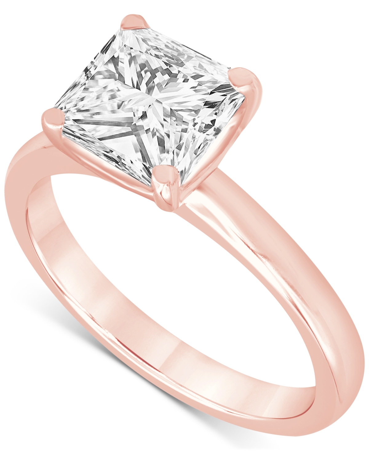 Shop Badgley Mischka Certified Lab Grown Diamond Princess-cut Solitaire Engagement Ring (5 Ct. T.w.) In 14k Gold In Rose Gold