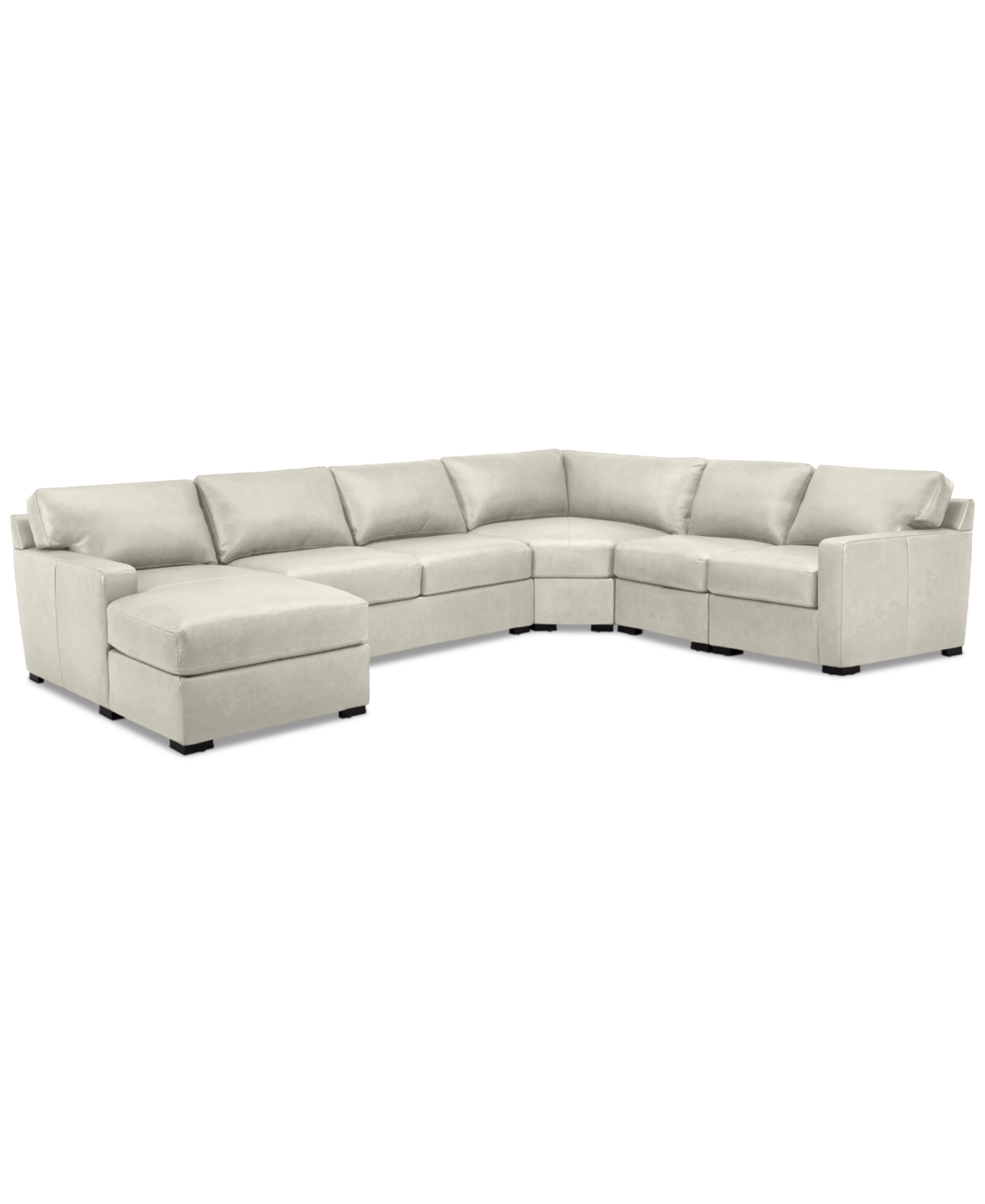 Shop Macy's Radley 148" 5-pc. Leather Wedge Modular Chase Sectional, Created For  In Coconut Milk