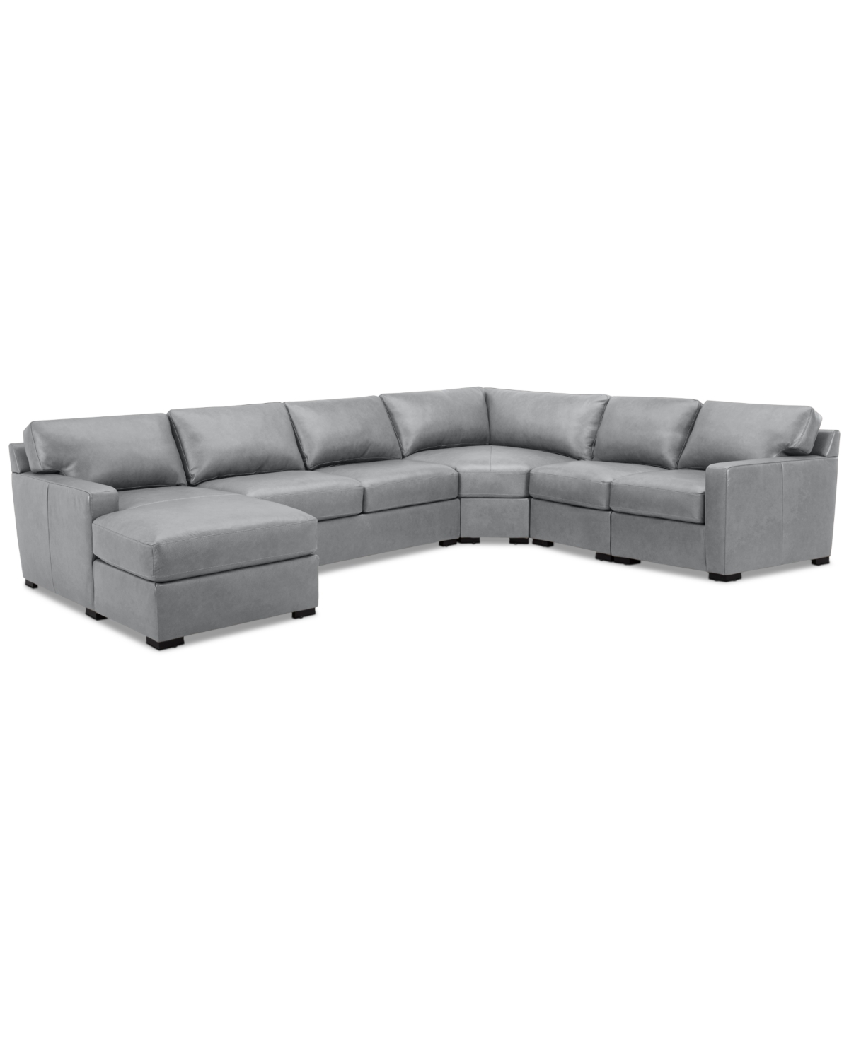 Shop Macy's Radley 148" 5-pc. Leather Wedge Modular Chase Sectional, Created For  In Light Grey