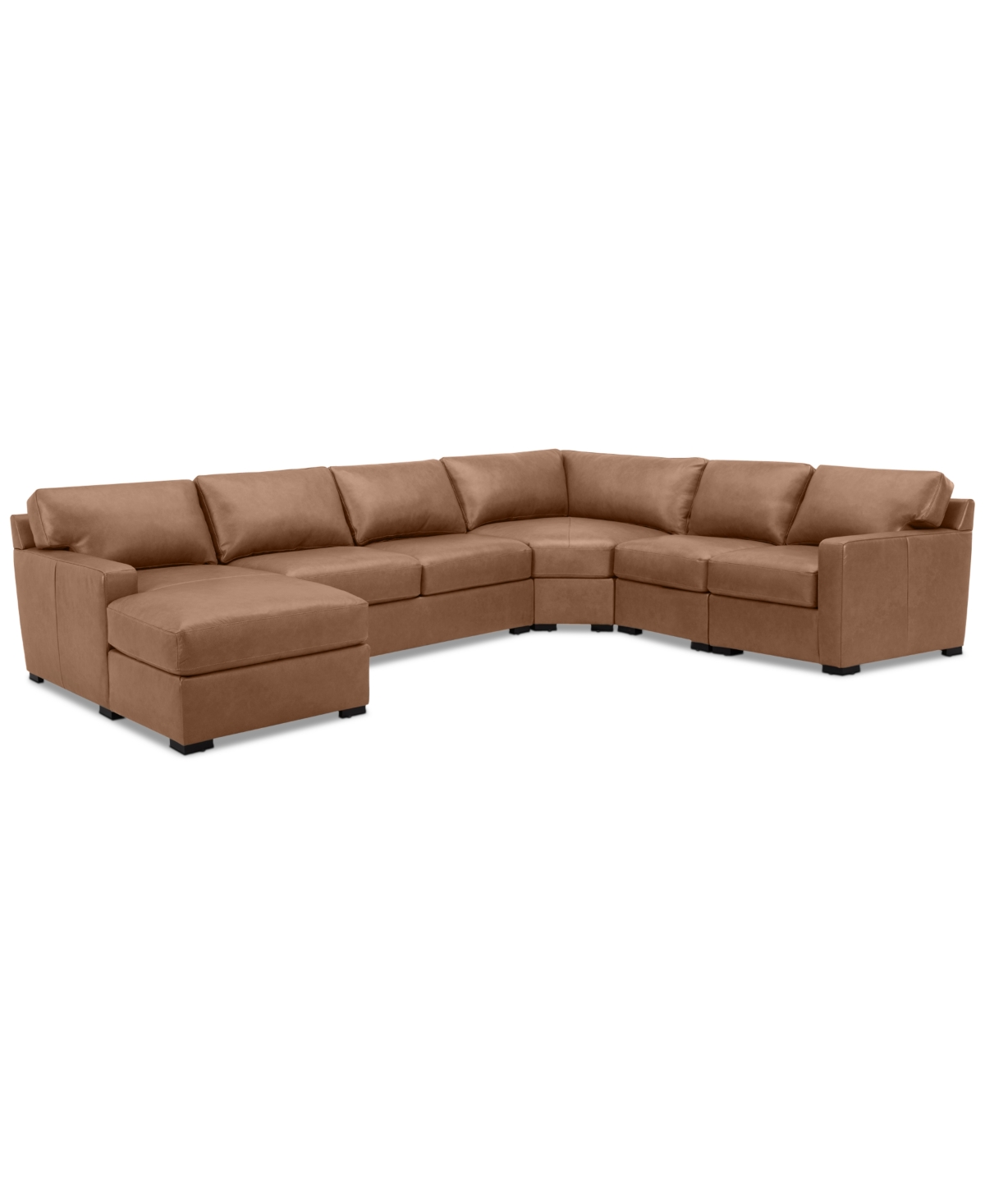 Shop Macy's Radley 148" 5-pc. Leather Wedge Modular Chase Sectional, Created For  In Light Tan