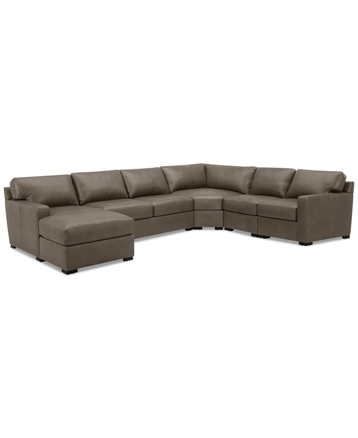 Shop Macy's Radley 148" 5-pc. Leather Wedge Modular Chase Sectional, Created For  In Medium Brown