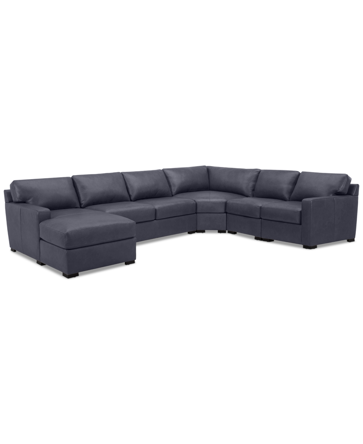 Shop Macy's Radley 148" 5-pc. Leather Wedge Modular Chase Sectional, Created For  In Slate Grey