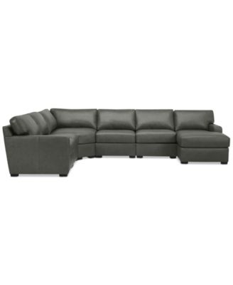 Radley 141" 6-Pc. Leather Wedge Modular Chaise Sectional