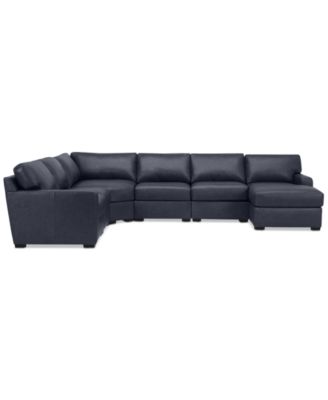 Radley 141" 6-Pc. Leather Wedge Modular Chaise Sectional