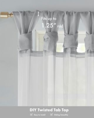 Ceres Twist Tab Voile Sheer Window Curtain Pair, 50"W x 95"L, 2 Pack