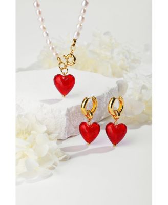 Esmee Murano Glass Heart Drop Hoop Earrings