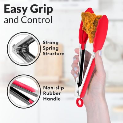 Stainless Steel Kitchen Tongs with Silicone Tips - Set of 2