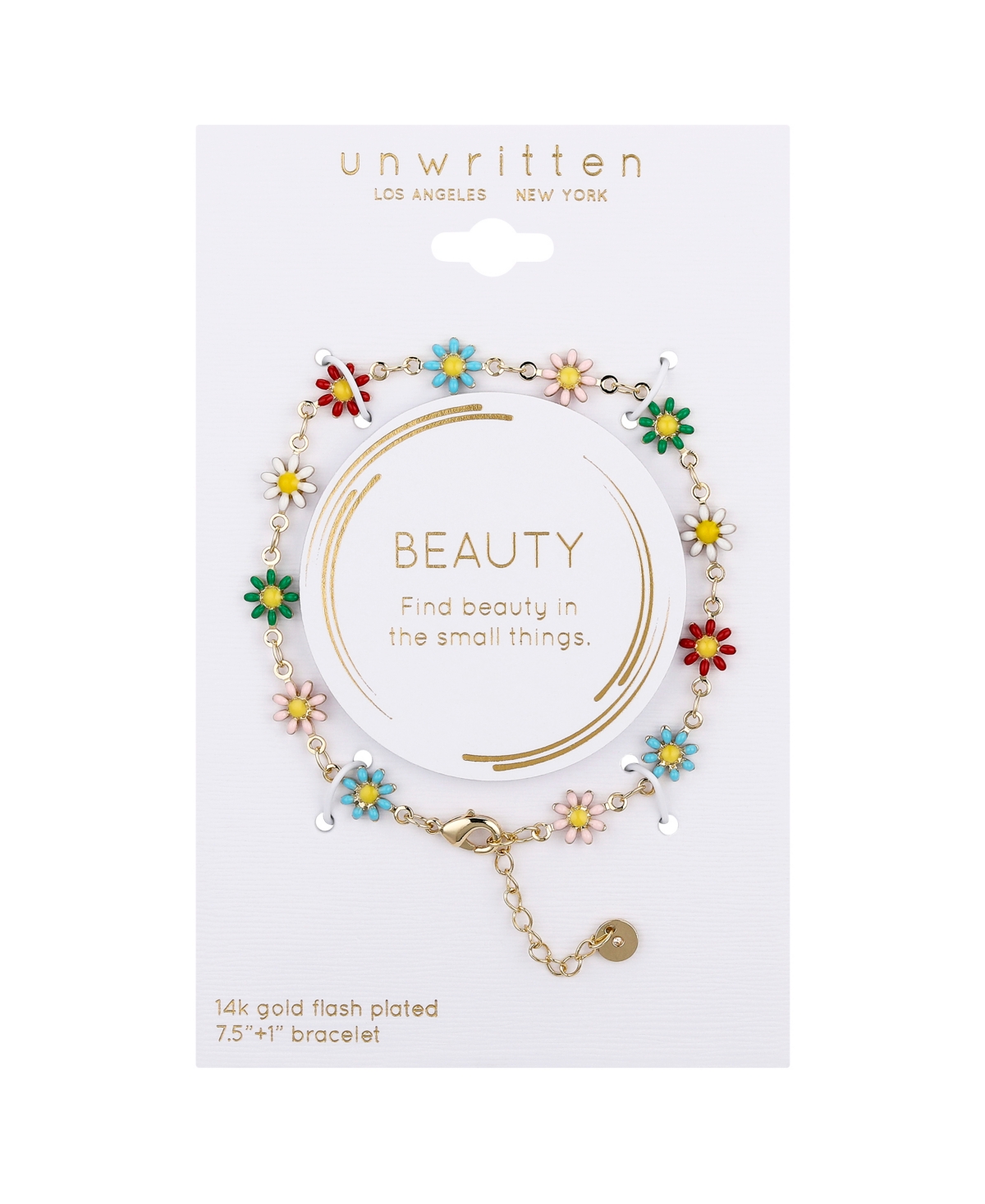 Shop Unwritten Multi Color Enamel Flower Bracelet In Gold