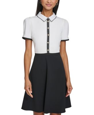 KARL LAGERFELD PARIS - Women's Colorblocked A-Line Dress