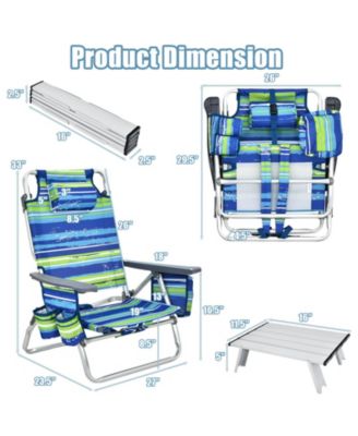 2 Packs 5-Position Outdoor Folding Backpack Beach Table Chair Reclining Chair Set