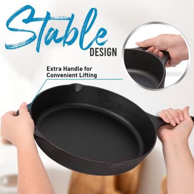 cast iron 12 InchHeavy Duty Pre-Seasoned Pan - Grill, Stovetop, Induction, Oven & Campfire Safe