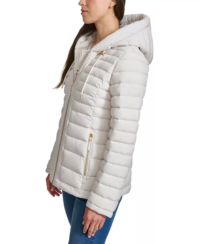 Women's Hooded Packable Puffer Coat - thumbnail 3