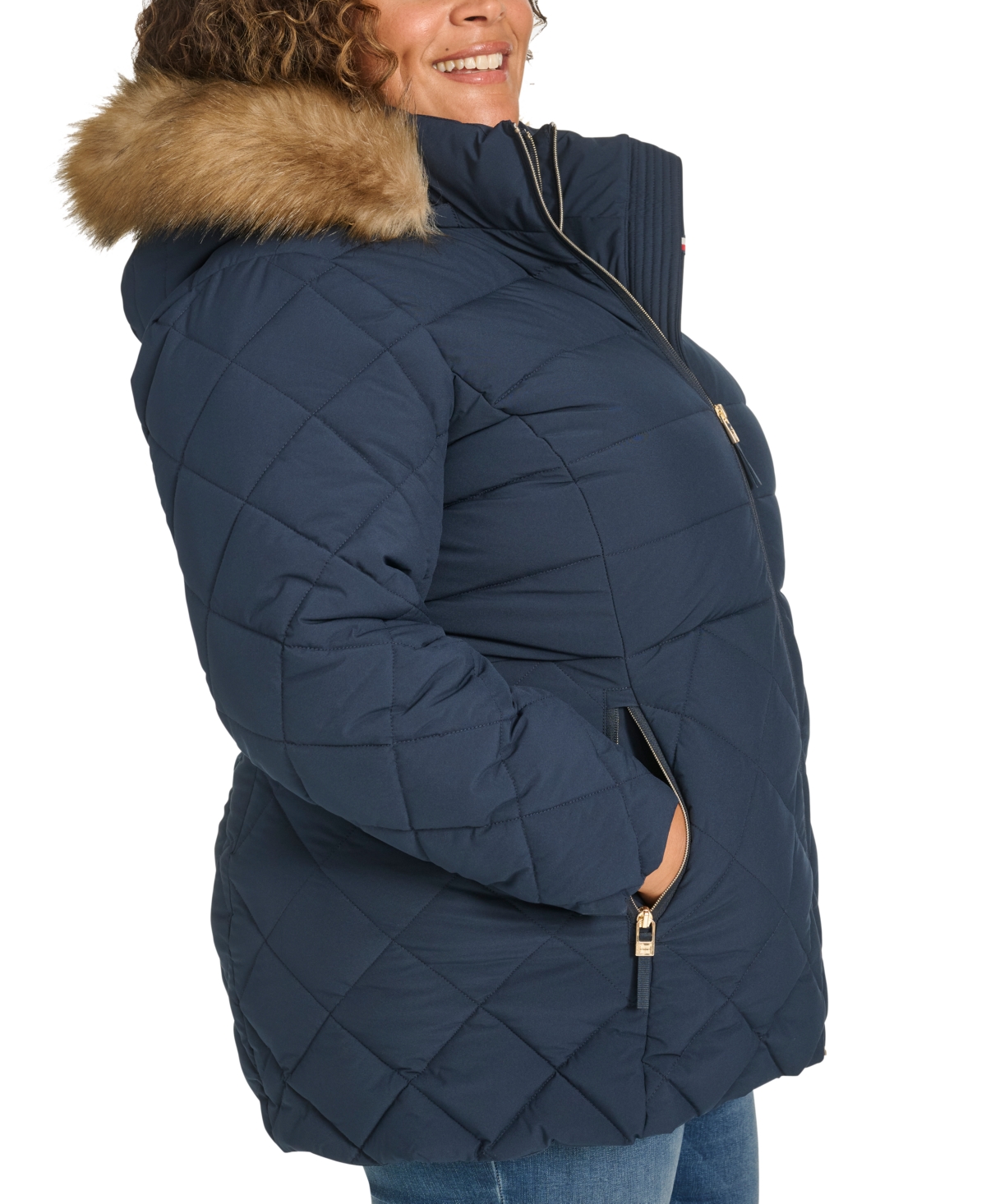 Tommy Hilfiger Plus Size Faux-fur-trim Hooded Puffer Coat, Created For Macy's