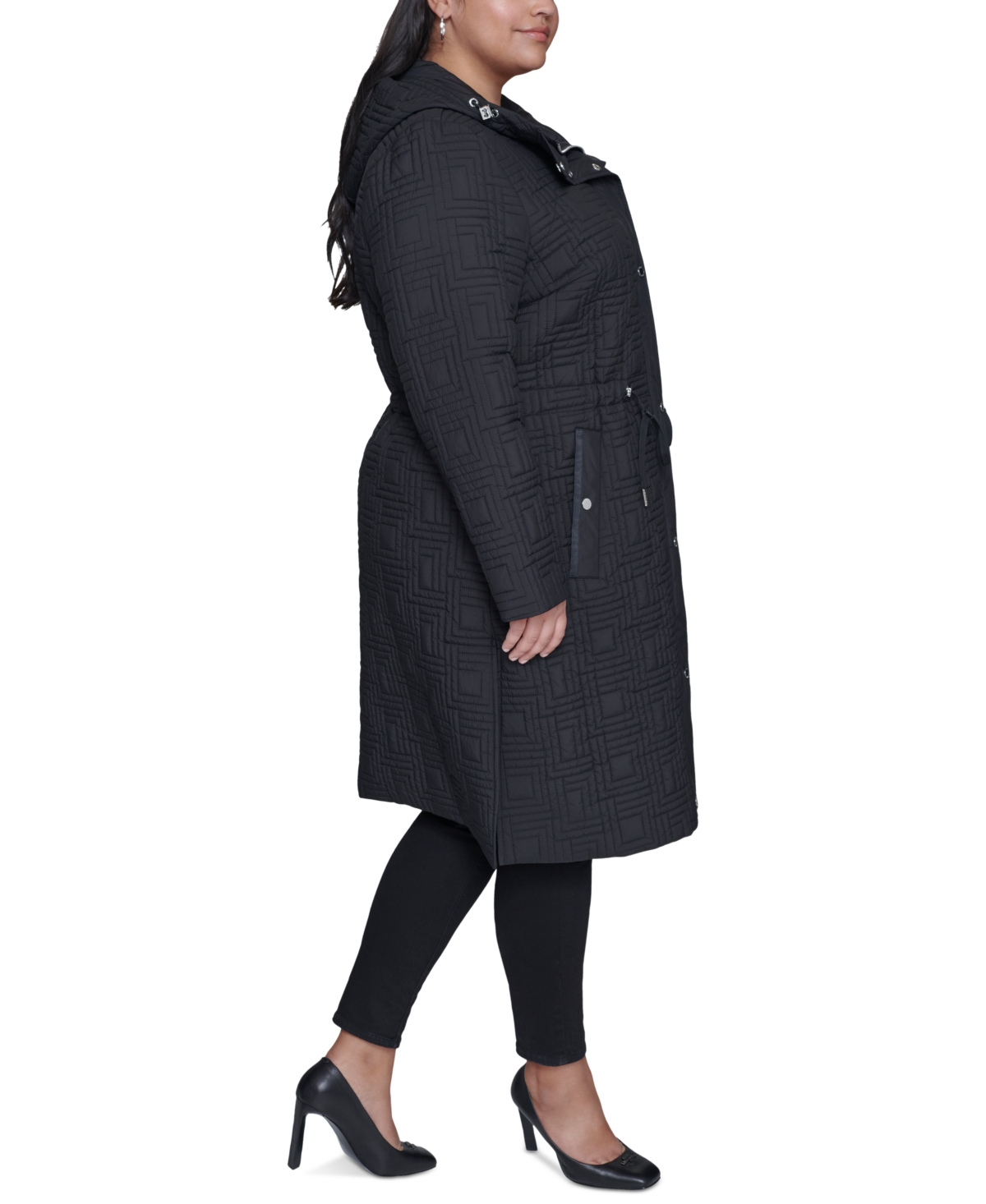 Karl Lagerfeld Paris Plus Size Hooded Quilted Anorak Coat, Created for Macy's