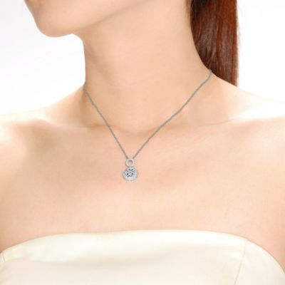 Sterling Silver Overlay Champagne Cubic Zirconia Double O Necklace