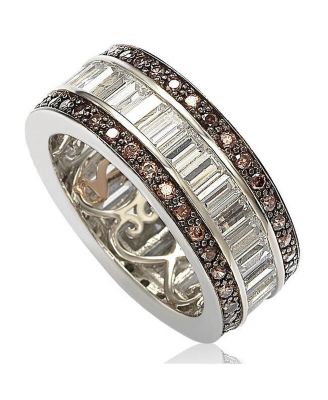 Suzy Levian Sterling Silver Cubic Zirconia Baguette Modern Eternity Band