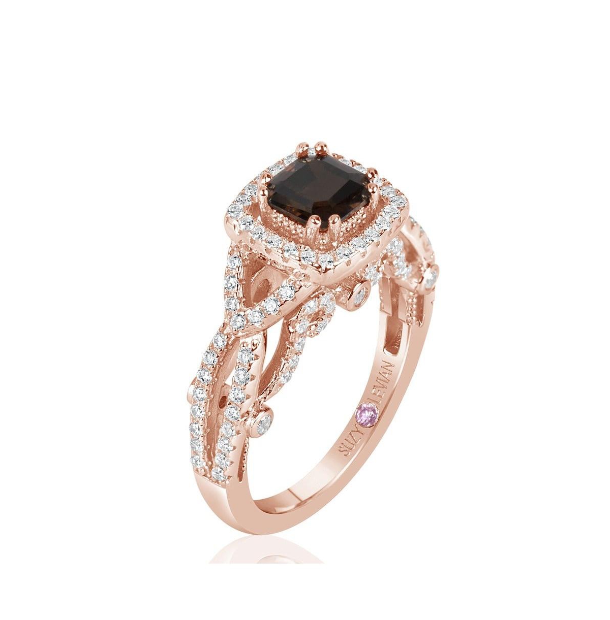 Suzy Levian New York Suzy Levian Sterling Silver Asscher Cut Cubic Zirconia Center Stone Ring