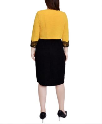 Petite Lace-Detail 2 Piece Textured Knit Dress Set