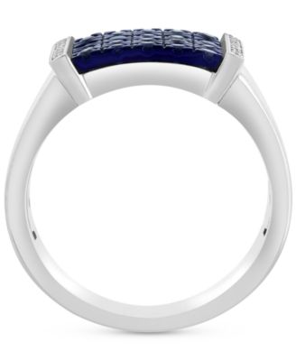 EFFY&reg; Men's Sapphire (7/8 ct. t.w.) & Diamond Accent Ring in Sterling Silver