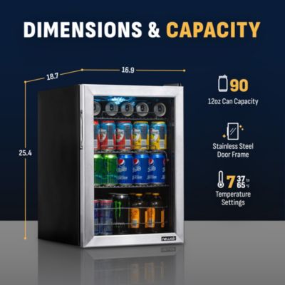 90-Can Freestanding Beverage Cooler Refrigerator