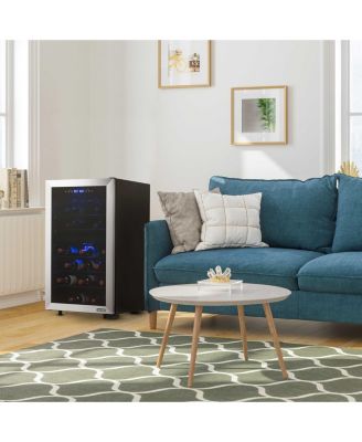 Freestanding 43 Bottle Dual Zone Compressor Wine Fridge in Stainless Steel, Adjustable Racks and Exterior Digital Thermostat