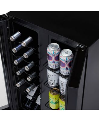 Shadow Series Wine Cooler Refrigerator 12 Bottle & 39 Can Dual Temperature Zones, Freestanding Mirrored Wine and Beverage Fridge with Double-Layer Tempered Glass Door & Compressor Cooling