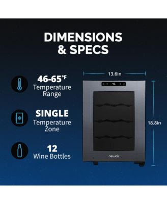 Shadow-T Series Wine Cooler Refrigerator, 12 Bottle Countertop Mirrored Compact Wine Cellar with Triple-Layer Tempered Glass Door, Vibration-Free & Ultra-Quiet Thermoelectric Cooling for Reds, Whites, and Sparkling Wine, Mini Wine Fridge